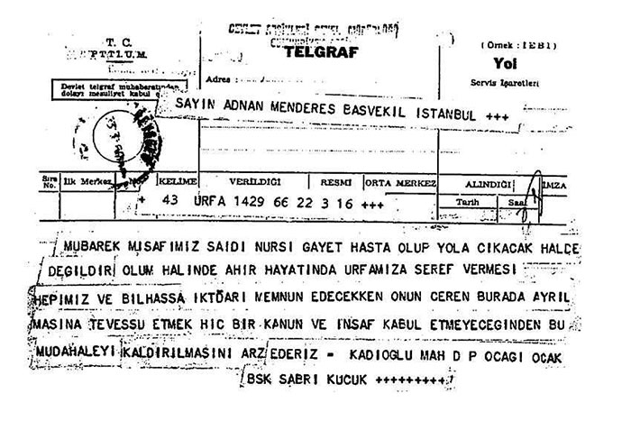 58 yıllık 'Said Nursi'yi vermeyiz' telgrafları 4