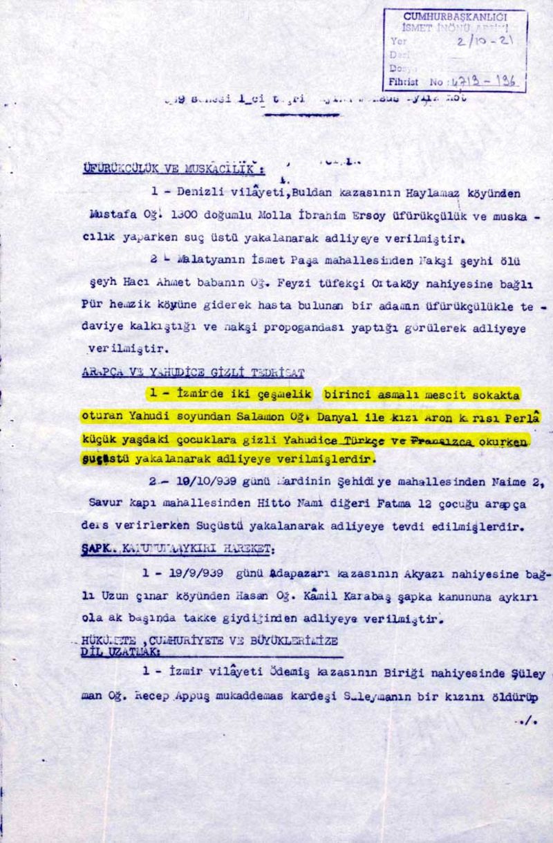 Arapça ezan ve Kur'an alfabesini yasaklayan belgeler 3