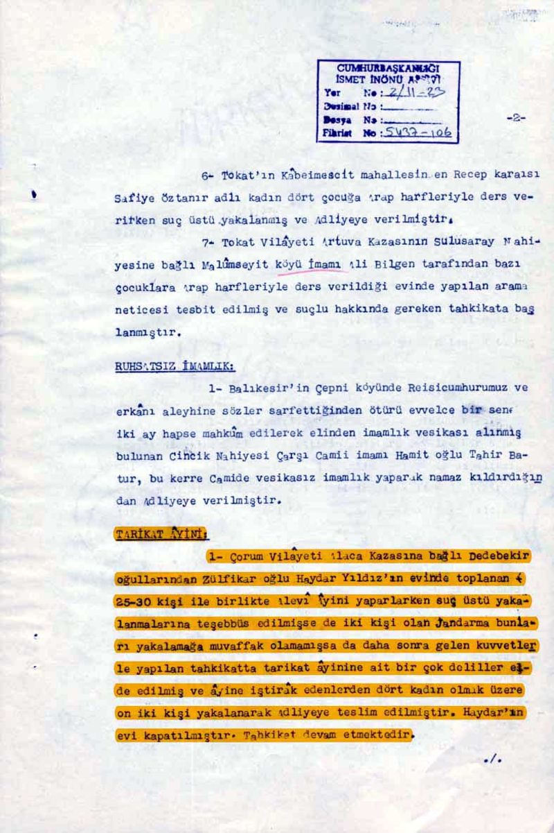 Arapça ezan ve Kur'an alfabesini yasaklayan belgeler 6