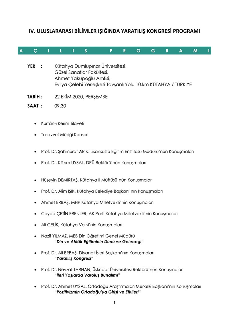 4. Uluslararası Yaratılış Kongresi başlıyor 2