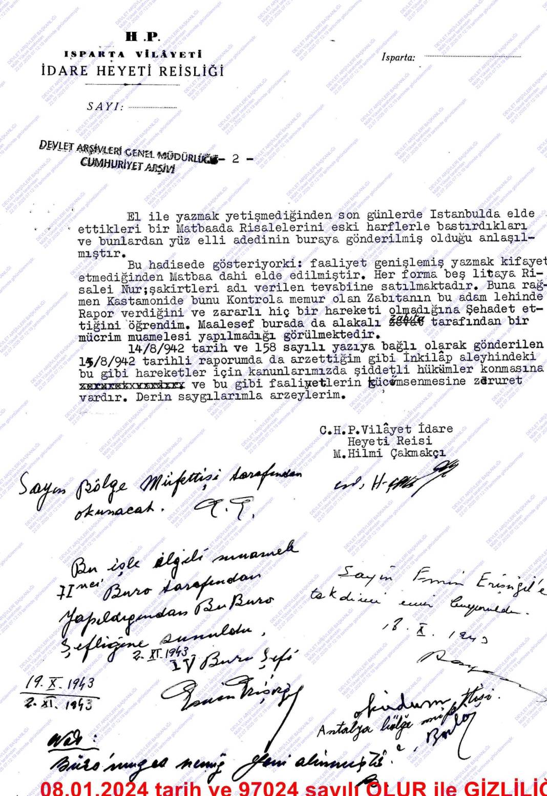 Cumhuriyet arşivlerinde yeni çıkan belgeler: CHP içinde Said Nursi yazışmaları 6