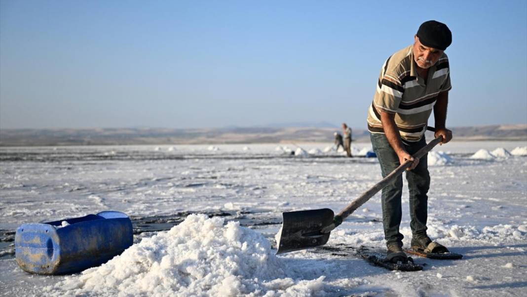Palas Tuzla Gölü'nden dededen kalma yöntemlerle tuz çıkarma 6