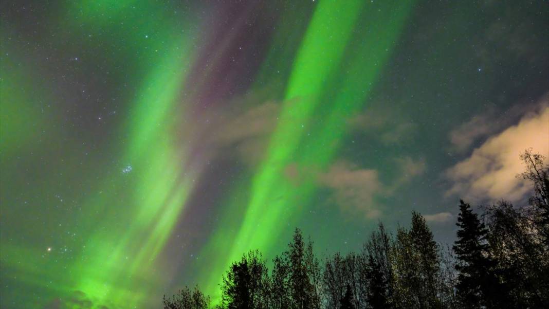 Yeşil ışıklar ile aydınlanan gece 11