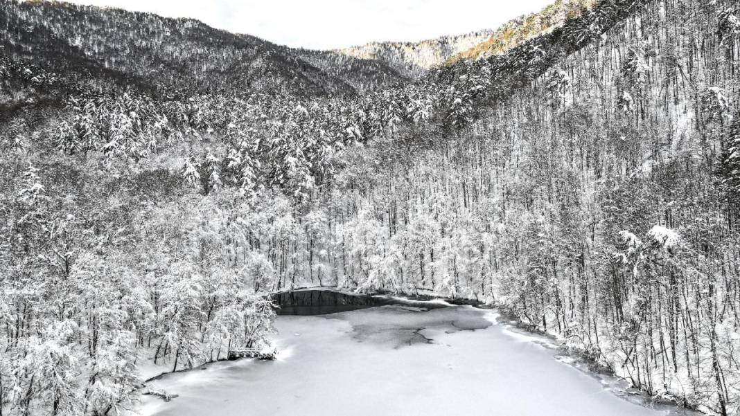 Yedigöller Milli Parkı beyaza büründü 1