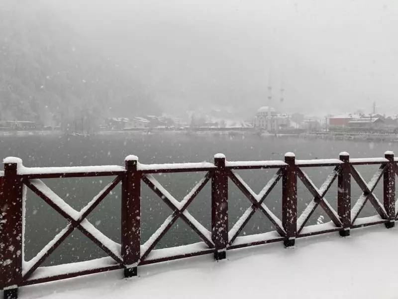 Yüzeyi buz tutan Uzungöl'den kış manzaraları 12