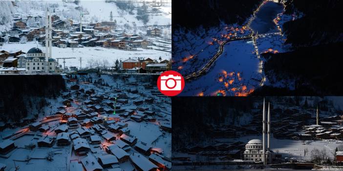 Yüzeyi buz tutan Uzungöl'den kış manzaraları