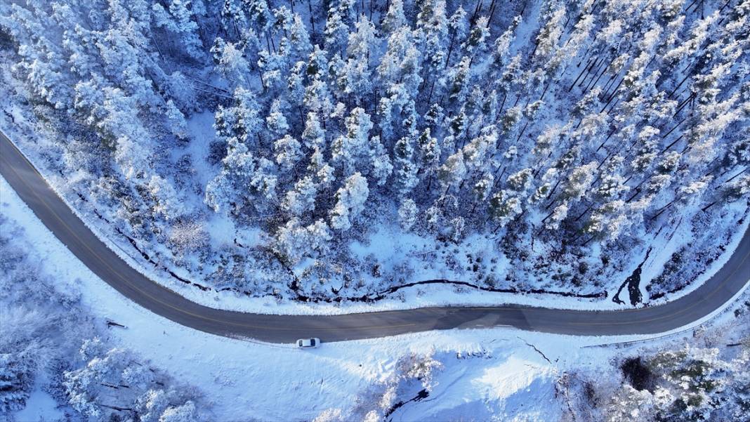 Bolu ve Düzce'nin yüksek kesimlerinde kar güzelliği 5
