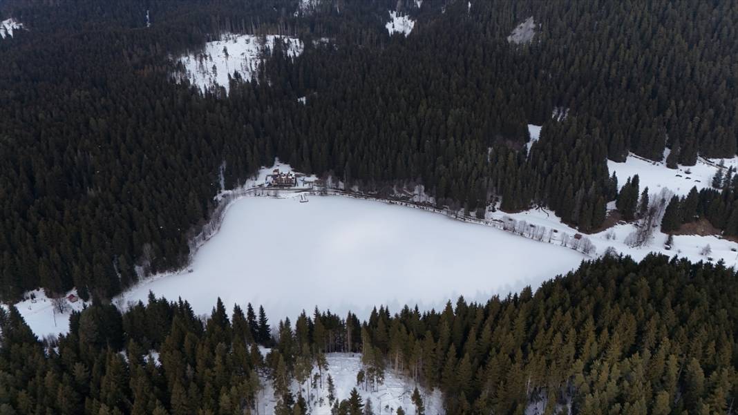 Şavşat'ın Karagöl'ü buz tuttu 1