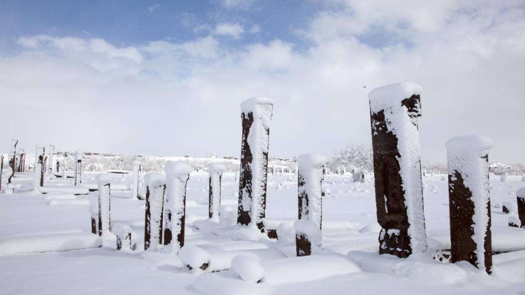 Ahlat'taki Selçuklu Meydan Mezarlığı beyaz kefenini giydi 3