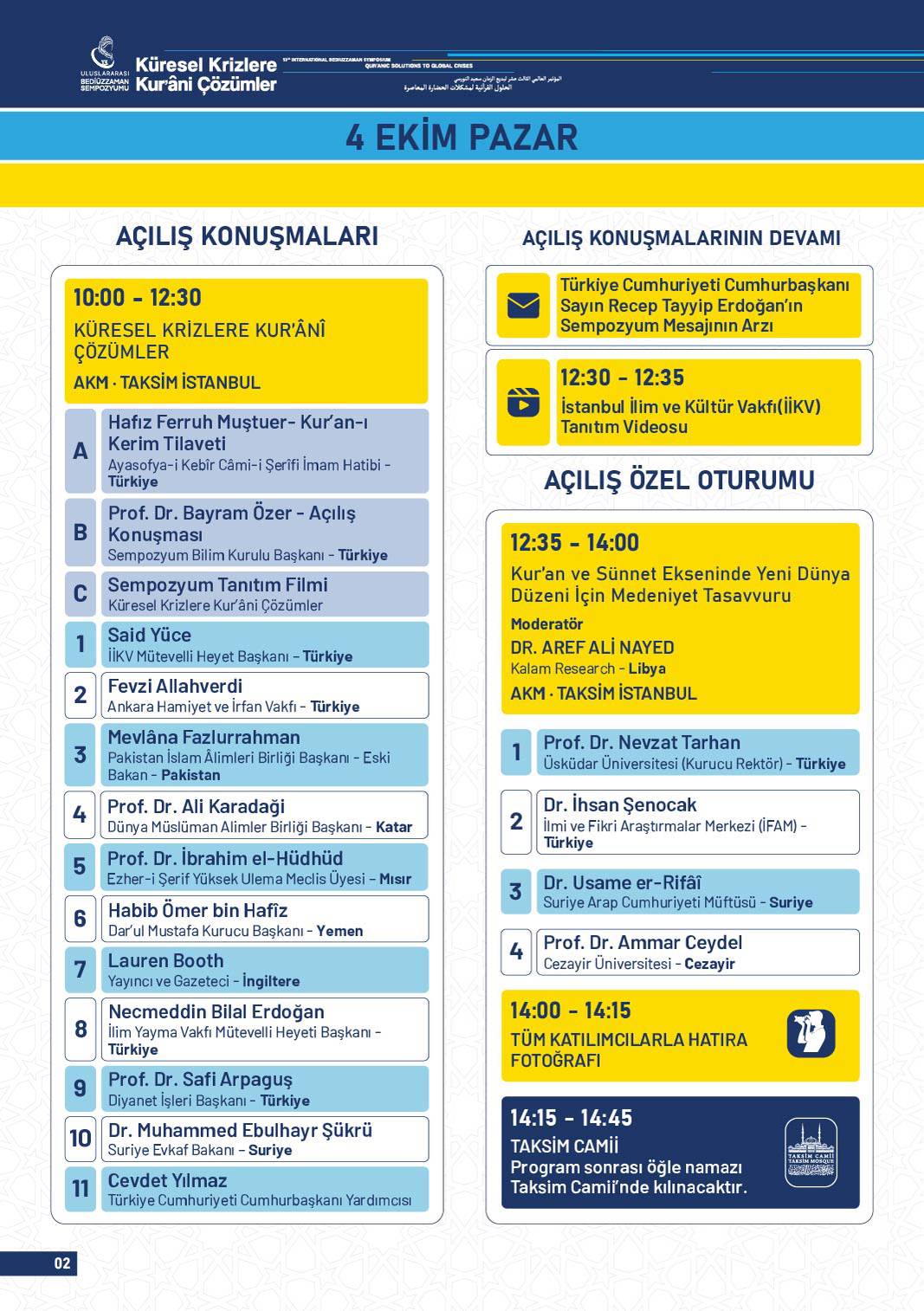13. Uluslararası Bediüzzaman Sempozyumu Programı 1