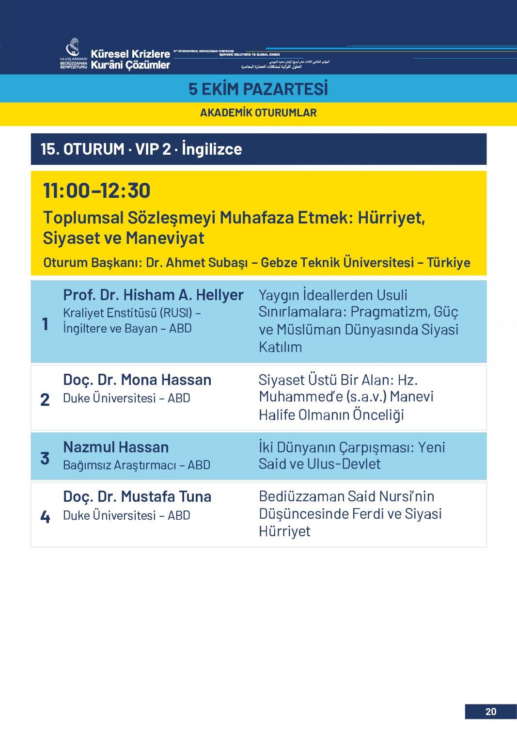 13. Uluslararası Bediüzzaman Sempozyumu Programı 17