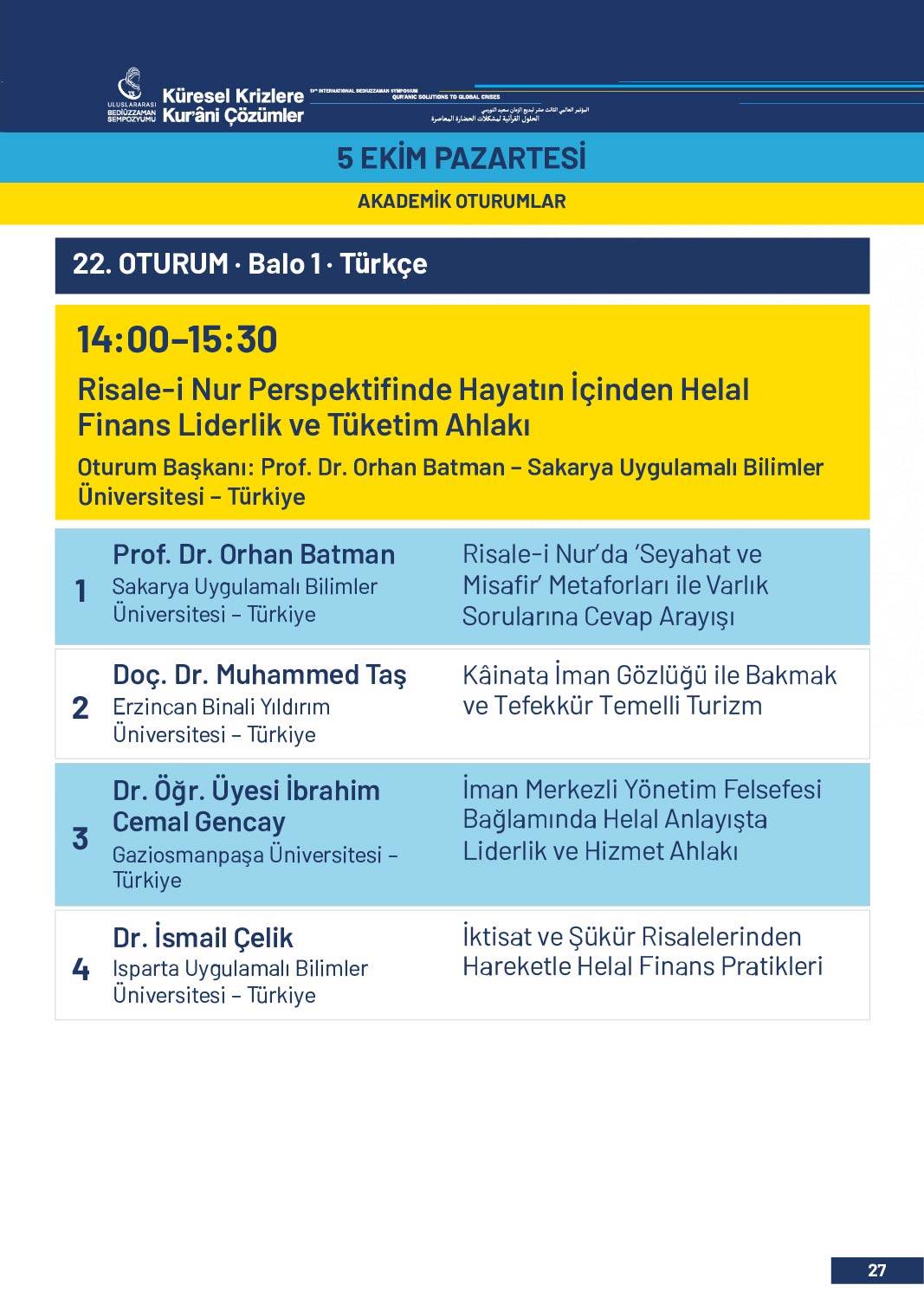 13. Uluslararası Bediüzzaman Sempozyumu Programı 24