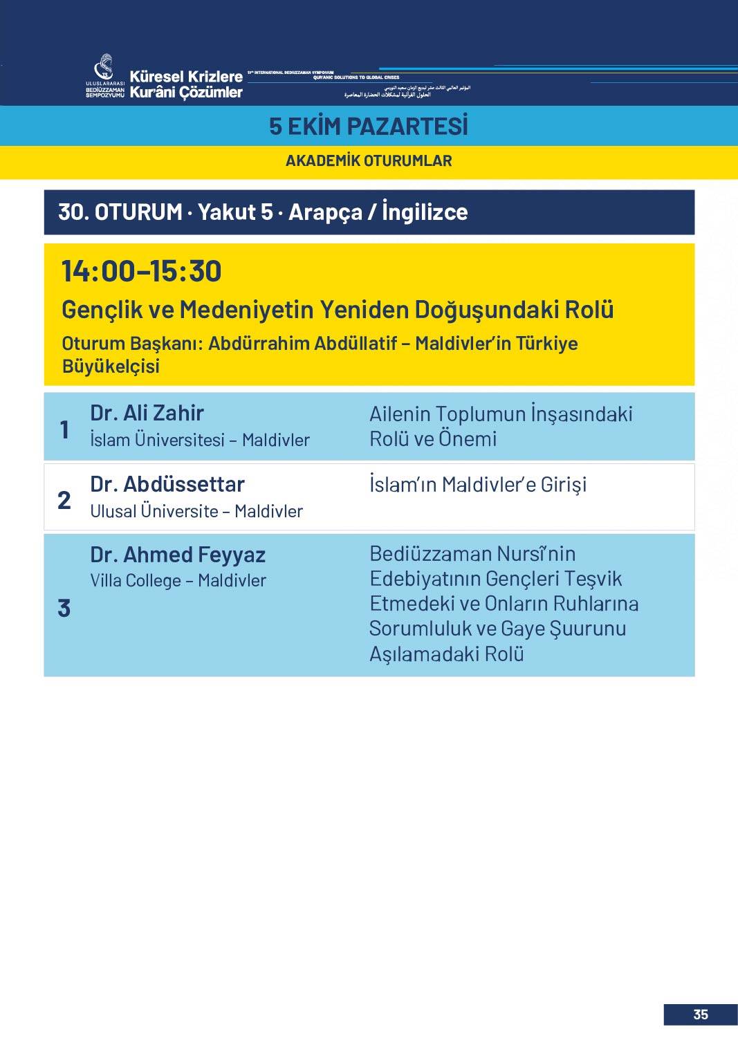 13. Uluslararası Bediüzzaman Sempozyumu Programı 32