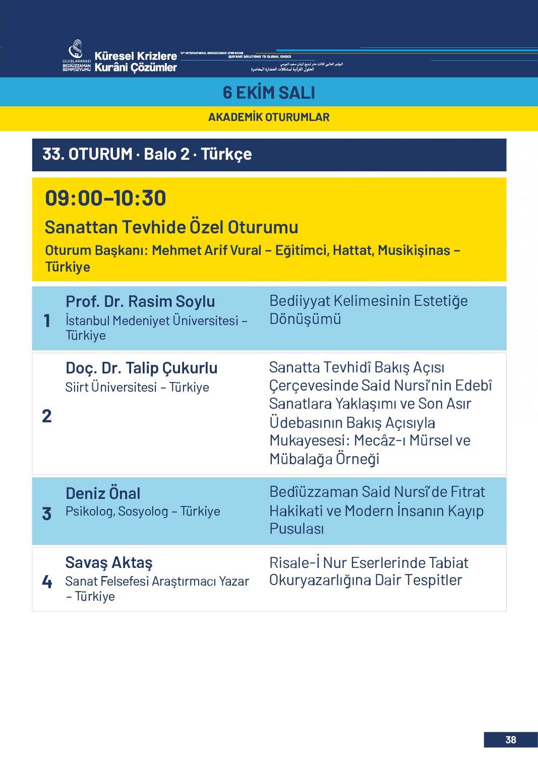 13. Uluslararası Bediüzzaman Sempozyumu Programı 35