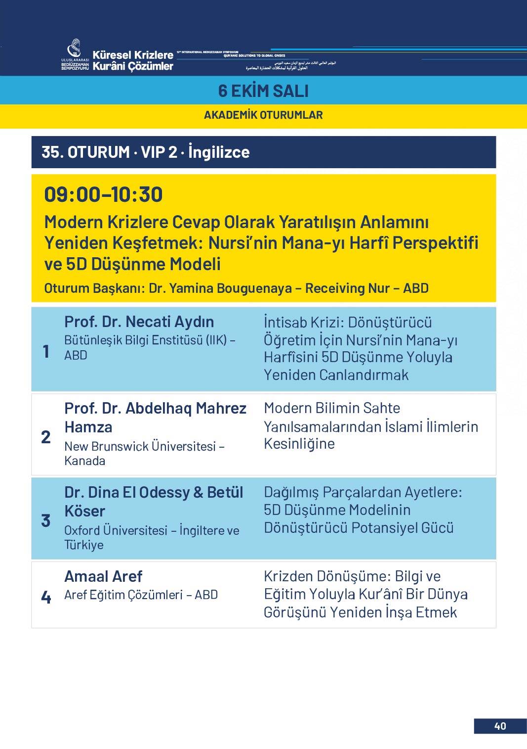13. Uluslararası Bediüzzaman Sempozyumu Programı 37