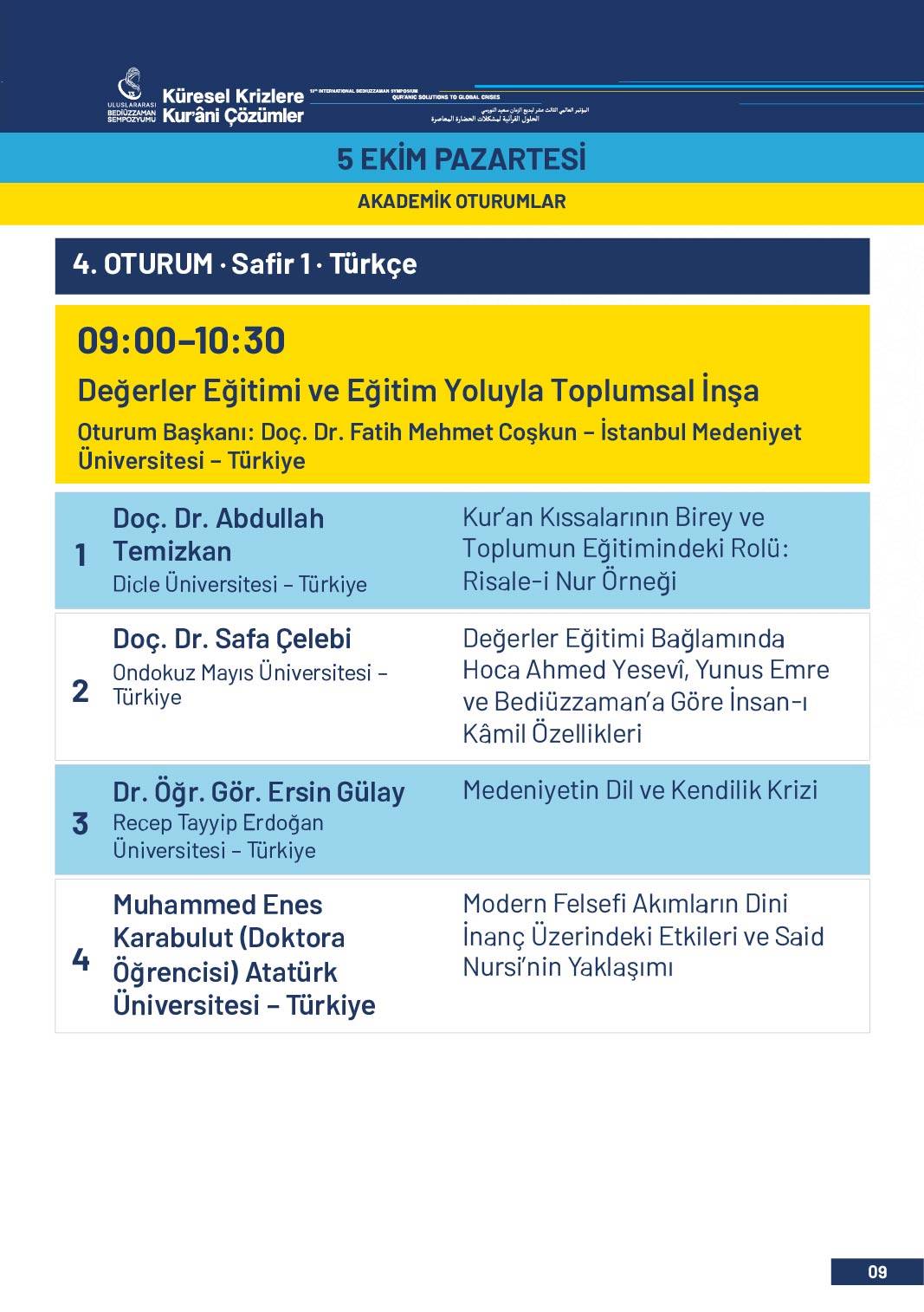 13. Uluslararası Bediüzzaman Sempozyumu Programı 6
