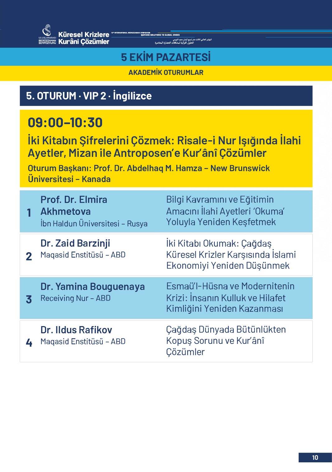 13. Uluslararası Bediüzzaman Sempozyumu Programı 7