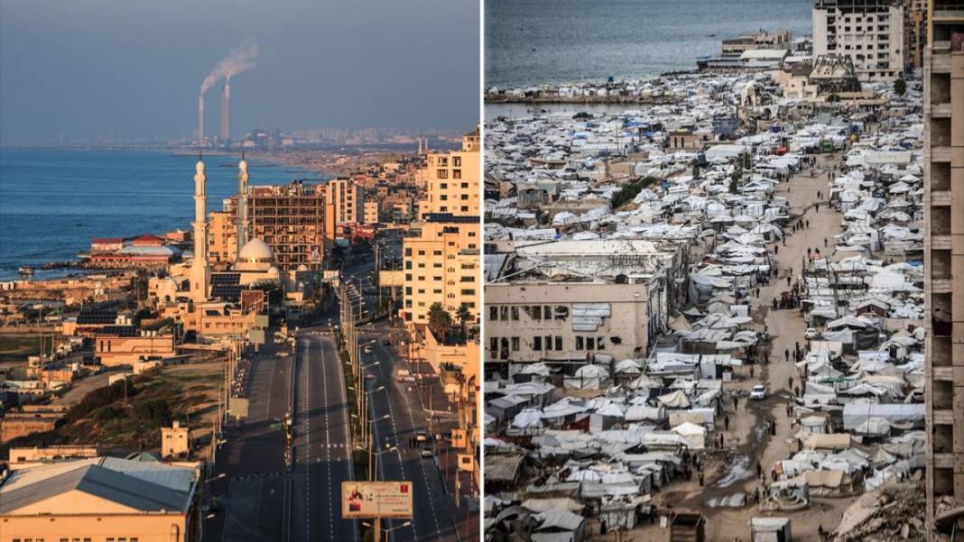 Katil israilin Gazze'deki yıkımının etkisi: Öncesi ve sonrası 1