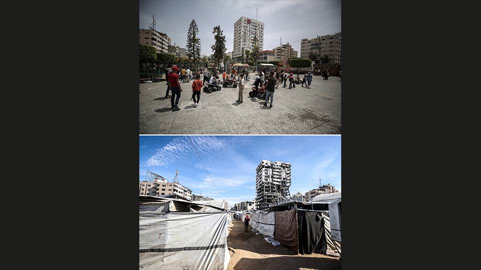 Katil israilin Gazze'deki yıkımının etkisi: Öncesi ve sonrası 14