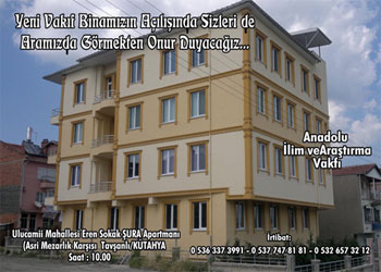 Tavşanlı Nur dersanesi açılışına davet