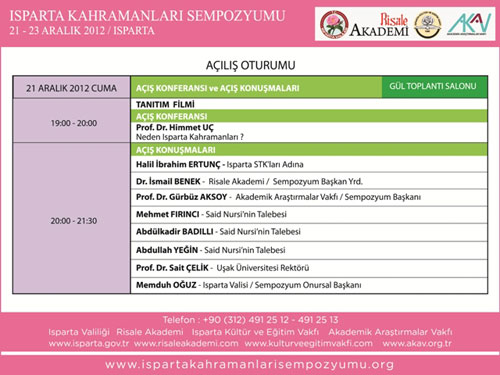 Isparta Kahramanları Sempozyumu Programı 3