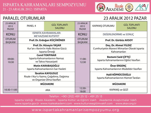 Isparta Kahramanları Sempozyumu Programı 7