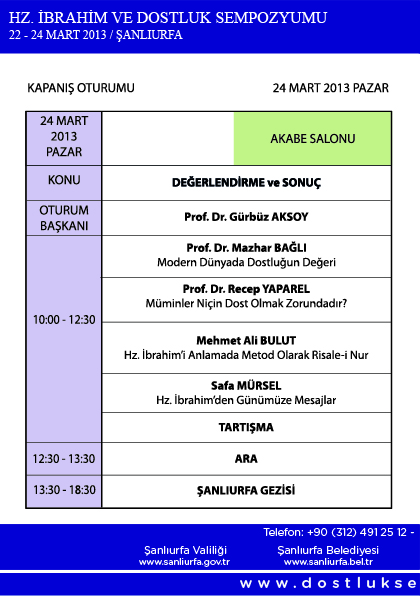 Hz. İbrahim ve Dostluk Sempozyumu Programı 10