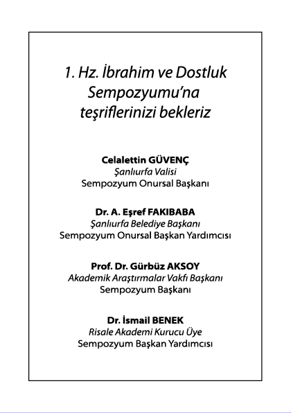 Hz. İbrahim ve Dostluk Sempozyumu Programı 2