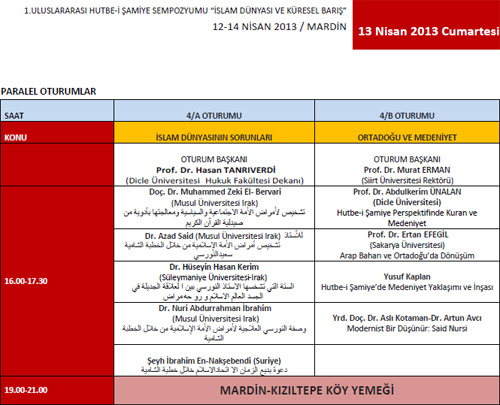 Uluslararası Hutbe-i Şamiye Sempozyumu programı 7