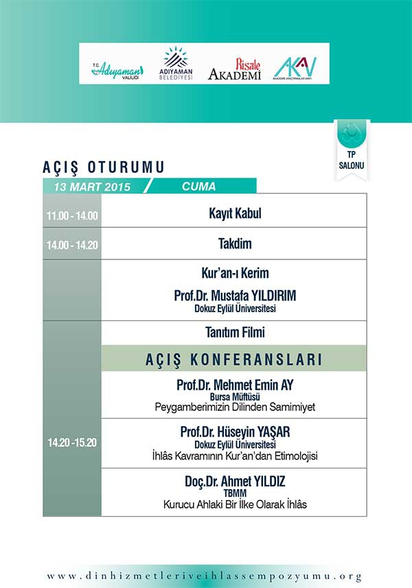 Din Hizmetleri ve İhlas Sempozyumu programı 3