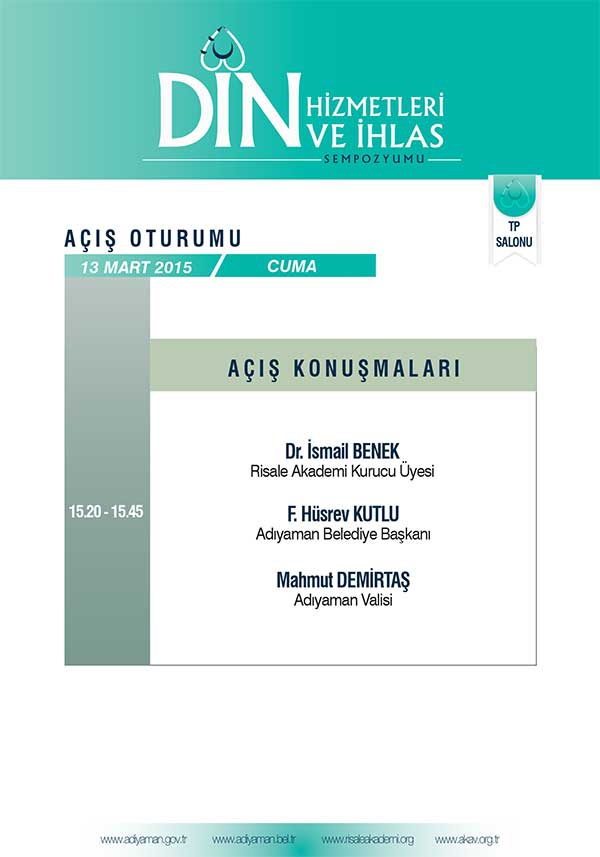 Din Hizmetleri ve İhlas Sempozyumu programı 4