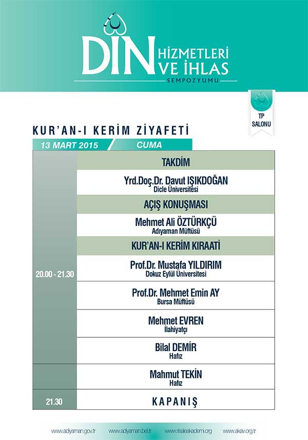 Din Hizmetleri ve İhlas Sempozyumu programı 6