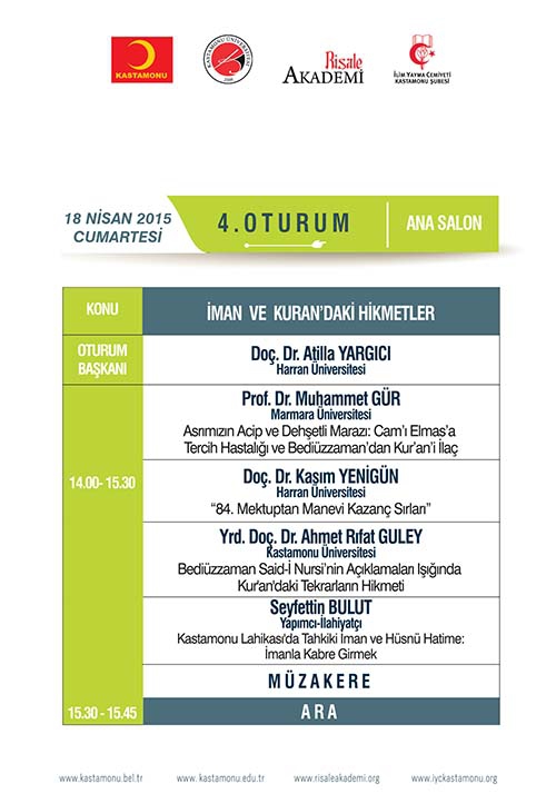 Kastamonu Lahikası Sempozyumu programı 10