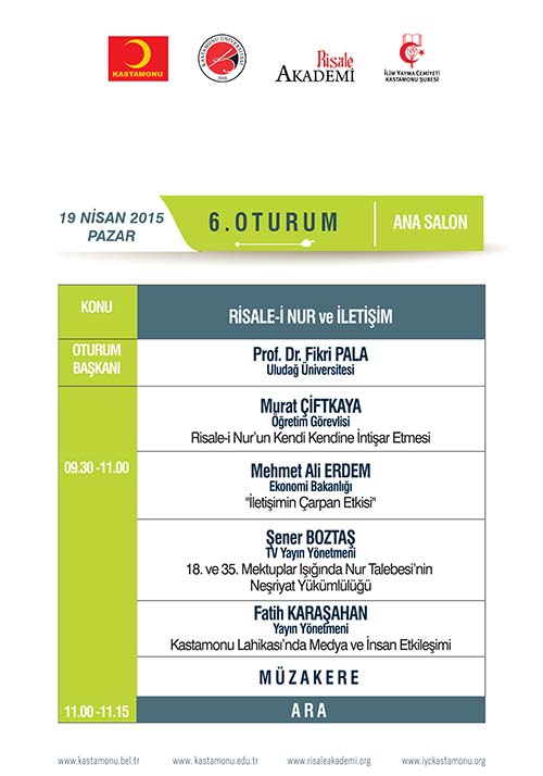 Kastamonu Lahikası Sempozyumu programı 14