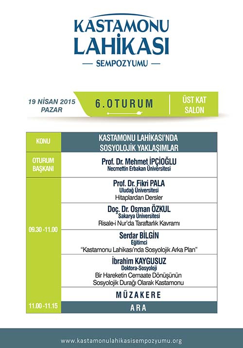 Kastamonu Lahikası Sempozyumu programı 15
