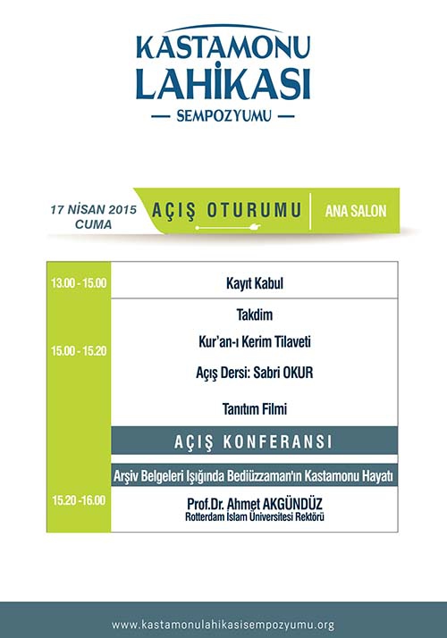 Kastamonu Lahikası Sempozyumu programı 3