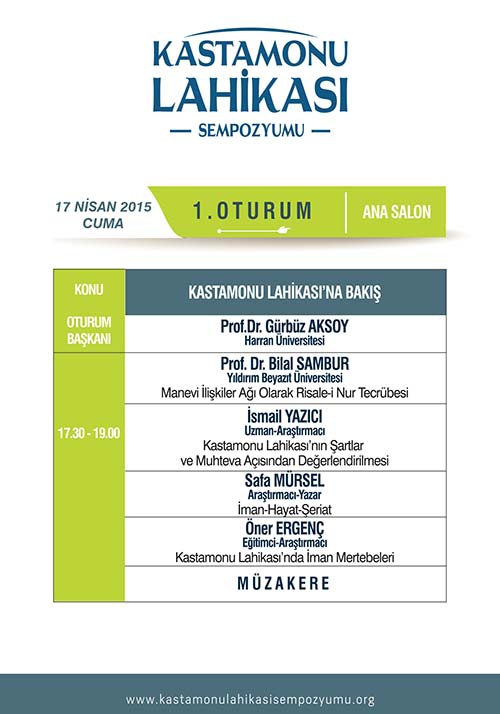 Kastamonu Lahikası Sempozyumu programı 5