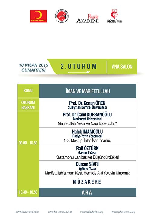 Kastamonu Lahikası Sempozyumu programı 6