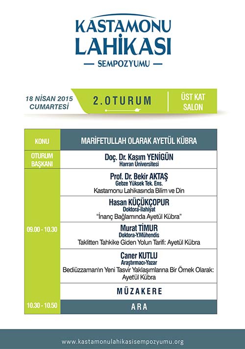 Kastamonu Lahikası Sempozyumu programı 7