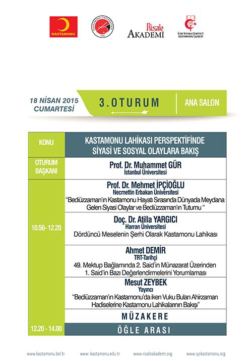 Kastamonu Lahikası Sempozyumu programı 8