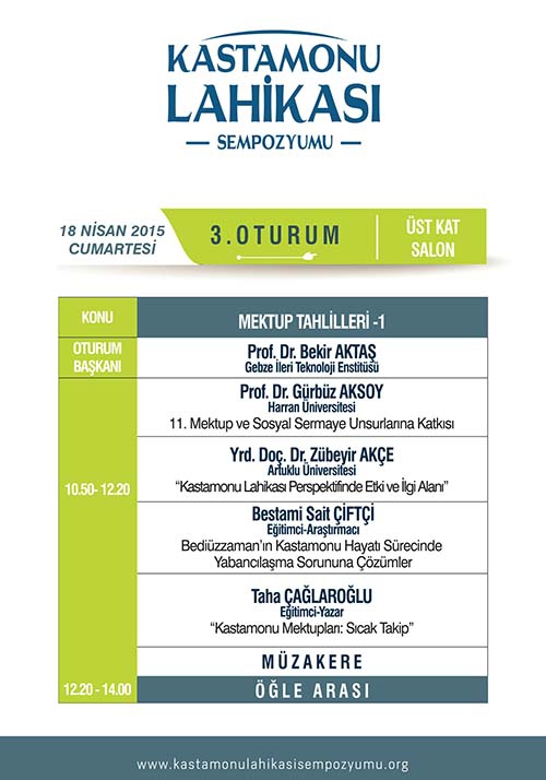 Kastamonu Lahikası Sempozyumu programı 9