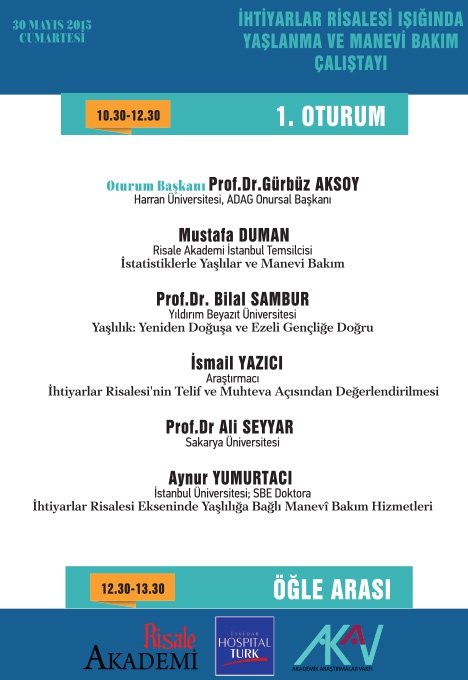 Yaşlanma ve Manevi Bakım çalıştayı programı 4