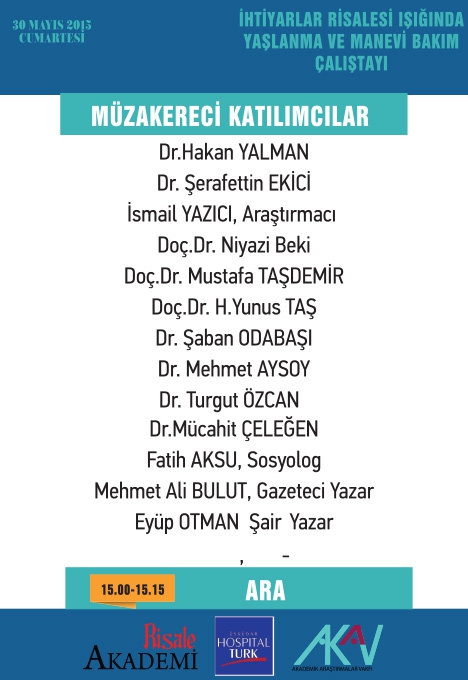 Yaşlanma ve Manevi Bakım çalıştayı programı 7