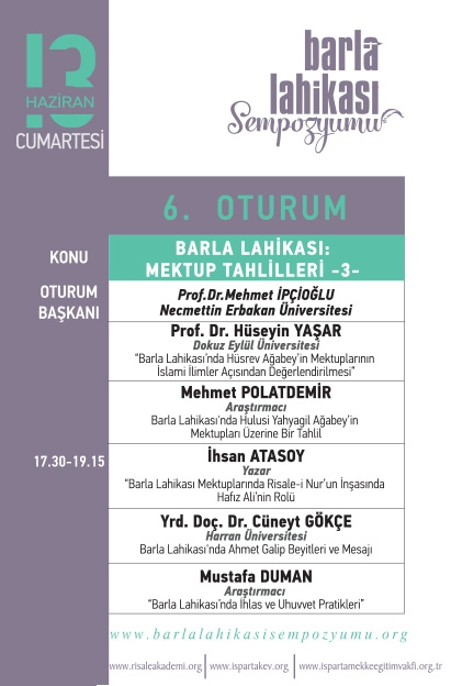 Barla Lahikası Sempozyumu Programı 10