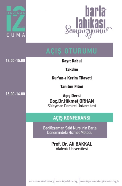 Barla Lahikası Sempozyumu Programı 3