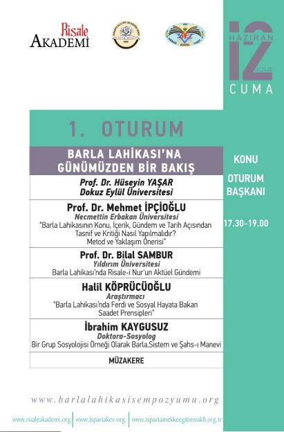 Barla Lahikası Sempozyumu Programı 5