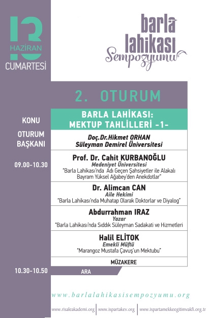 Barla Lahikası Sempozyumu Programı 6