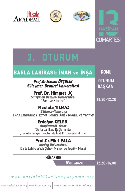 Barla Lahikası Sempozyumu Programı 7