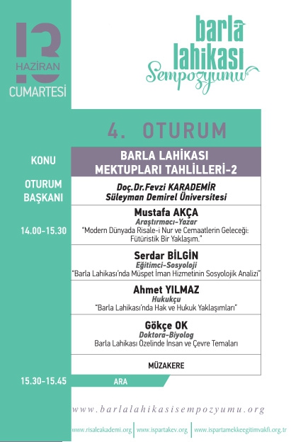 Barla Lahikası Sempozyumu Programı 8