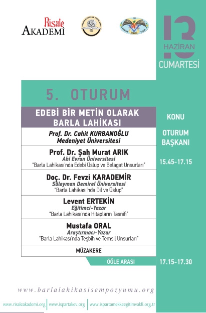 Barla Lahikası Sempozyumu Programı 9